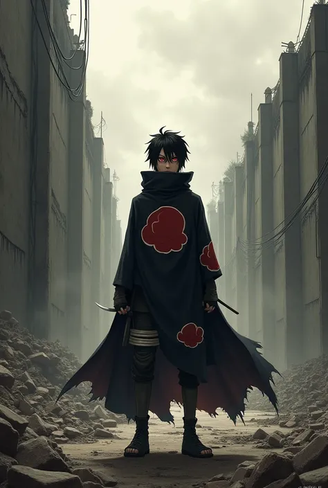 Character Itachi Uchiha from the anime Naruto if he was in the Attack On Titan anime in the first season animation