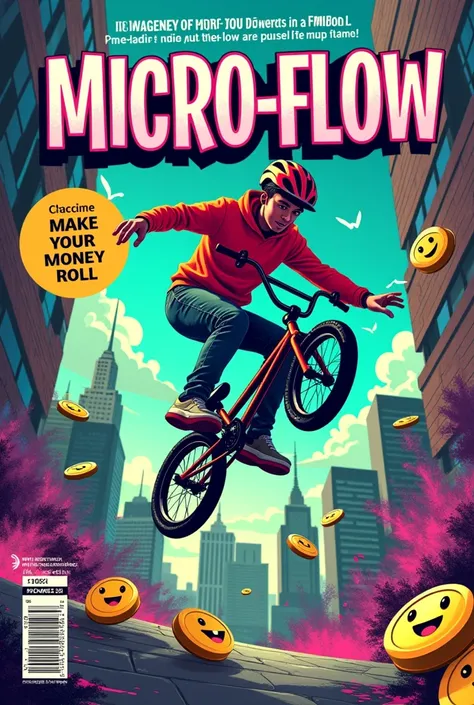 Para captar la atención de adolescentes and hacer que la portada de "Micro-Flow" sea visualmente impactante and emocionante, Here are some ideas:

1. **Estilo Graffiti and Urbano**:
   - **bottom**: A background with a brick wall, painted with vibrant colo...