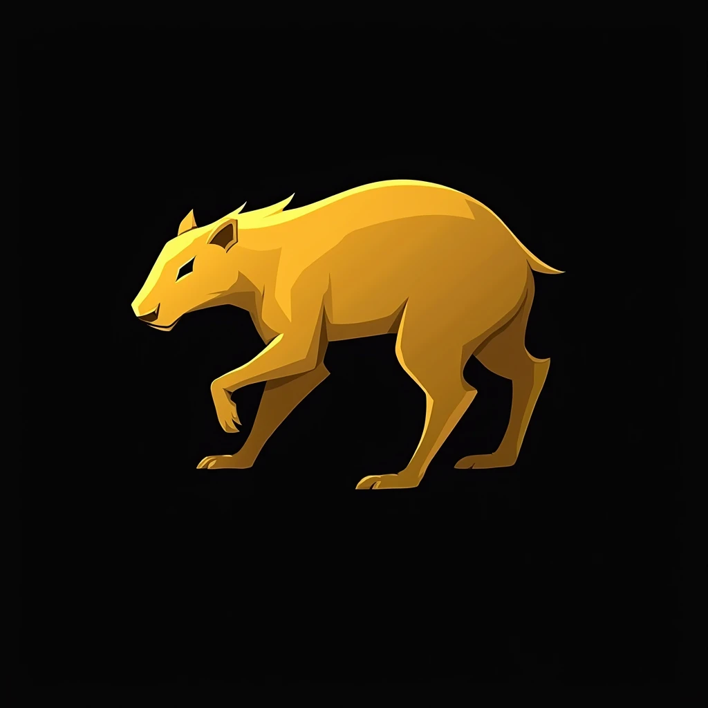 ((Mailepiece at maximum resolution of 32K, minimalist 2D style, emphasising clean lines and clear shapes. High quality graphic design, with intricate and improved details)). | The logo is a silhouette of a golden capybara, representing a Counter-Strike e-s...