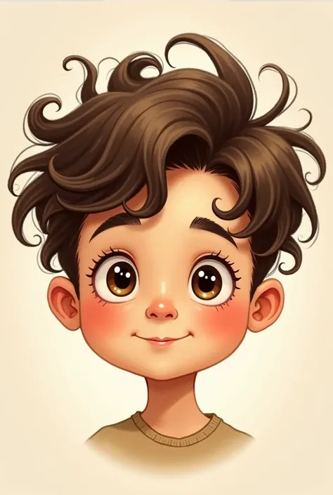 Curly boy, brown 2D drawing