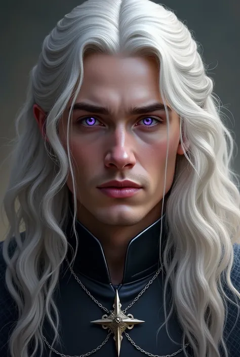 Rhaegar Targaryen, extremely handsome, almost divine, Silver hair and purple eyes, realist.