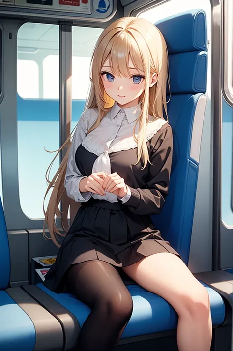 panty shot, sitting, on the train