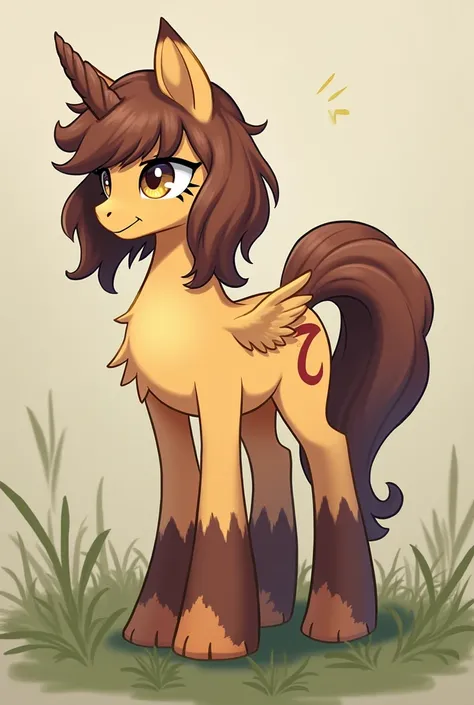 Ayanokouji Kiyotaka as a MLP character with a brown mane and tail and a fur like a fluttershi and lacking expressions and amber eyes as well as wings and being a stallion with a short mane and empty bottom and eyes of an adult stallion