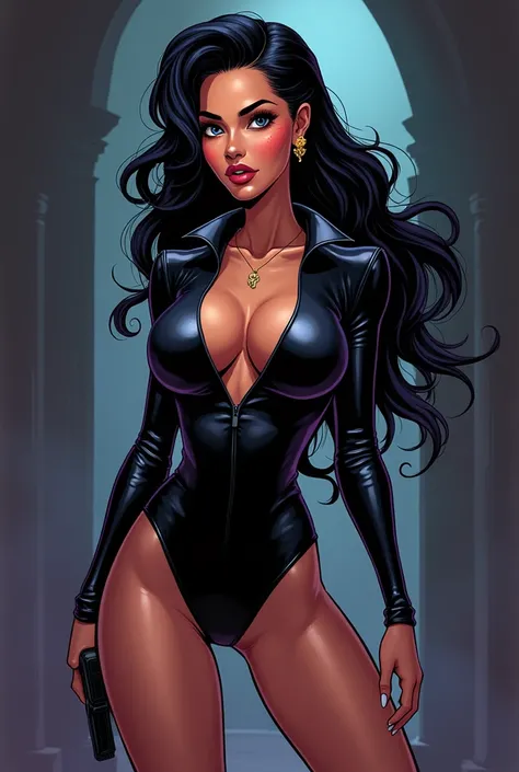 Selena Quintanilla as a spy without limits cartoon with a black zentai
