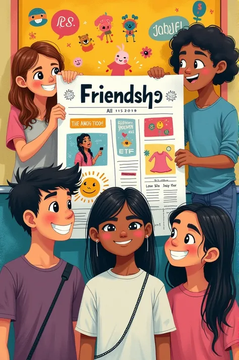 Creative school wall newspaper about friendship 
