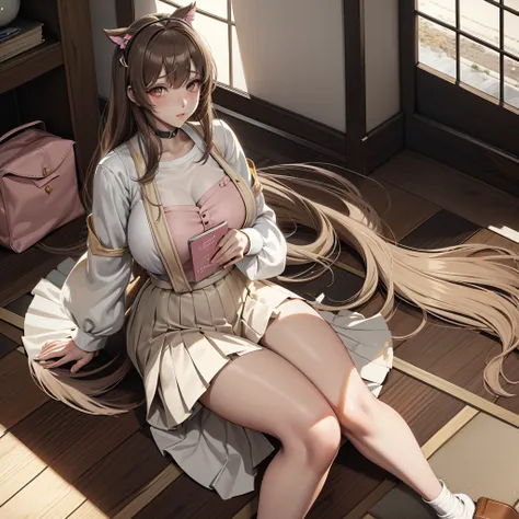 Minami Kotori, 1 Girl, Solitary, masterPageiece, 1 Girl, best quality, Ultra Detailed, (shining), Uniforms, ((floorroom)), exist室内, floor, :Page, blush, Light线追踪,Pageerfect Lighting, (shining skin:1.2),reflection, long_hair, Watching_exist_Viewer, blush, s...