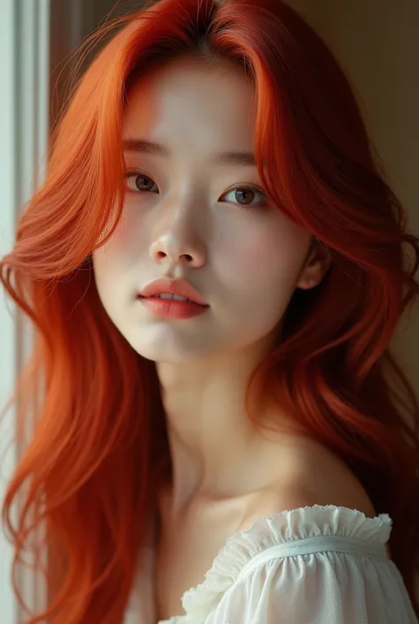 Korean woman red hair