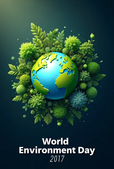 Ecology concept World environment day vector illustration Planet and treesHarmonious Nature A Vibrant Ecosystem Enveloping Earth Dark Green and Transparent background 