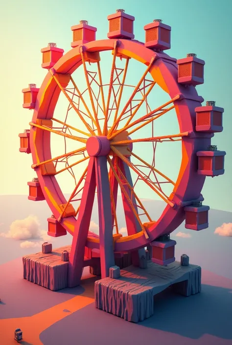 ABSTRACT FAIRGROUND WHEEL, SEEN FROM ABOVE, WITH BRIGHT AND CHEERFUL COLORS THAT ARE IN GRADUAL DEGRADATION