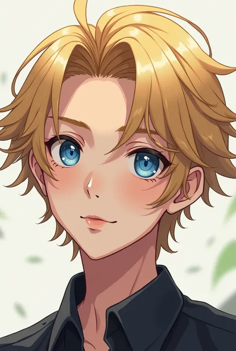 Blonde blue eyes anime style digital male 25 years old 