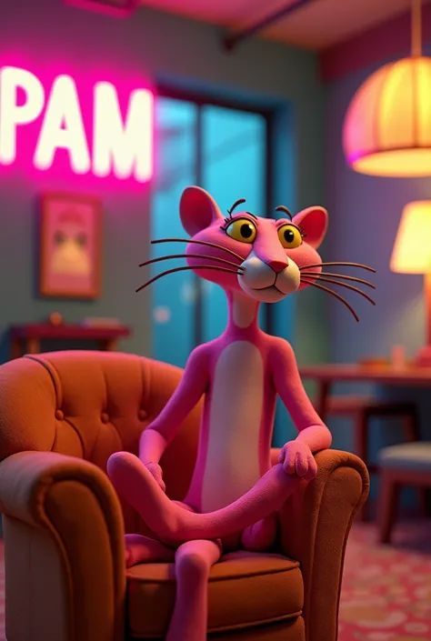 I WANT A PICTURE OF A ROOM WITH THE PINK PANTHER AND THE WORD PAM