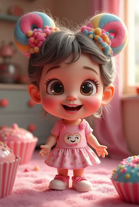 Realistic candy candy cartoon character in real life as a girl
