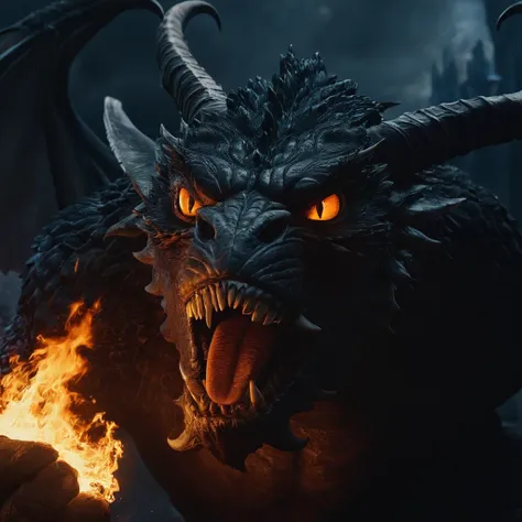 cinematic film still of  in a fantasy middle-earth world in the dark ages balrog powerful demonic monstr  a painting of a demon ...