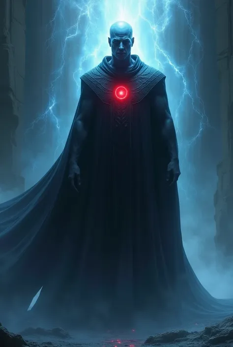 Make Dr Manhattan with a black robe and a red badge