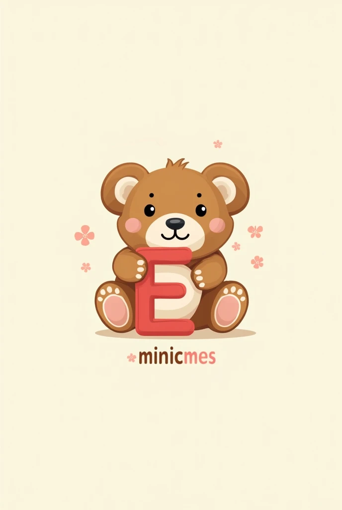 Make me a picture of a logo with the name " mini-me kids " with a teddy bear hugging the letter m and the letter e From the name of the logo