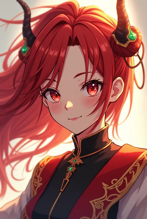 young girl, Red hair, smile, delicate details, Demon slader, demon slader style, anime Demon slader