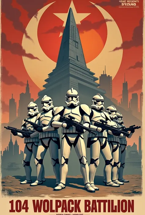 Starwar clone wars galactic republic 104th wolfpack battalion soviet era propaganda poster
