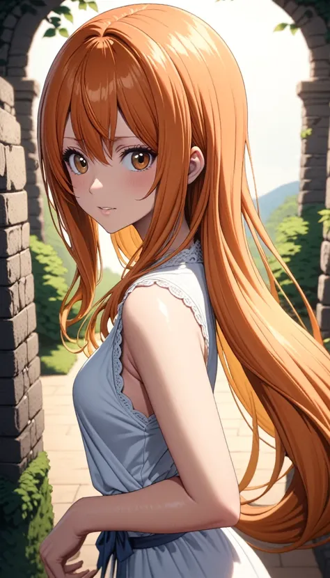 (highest quality、masterpiece、very detailed、8k)、one woman、(((nami)))、orange hair、long hair、are standing