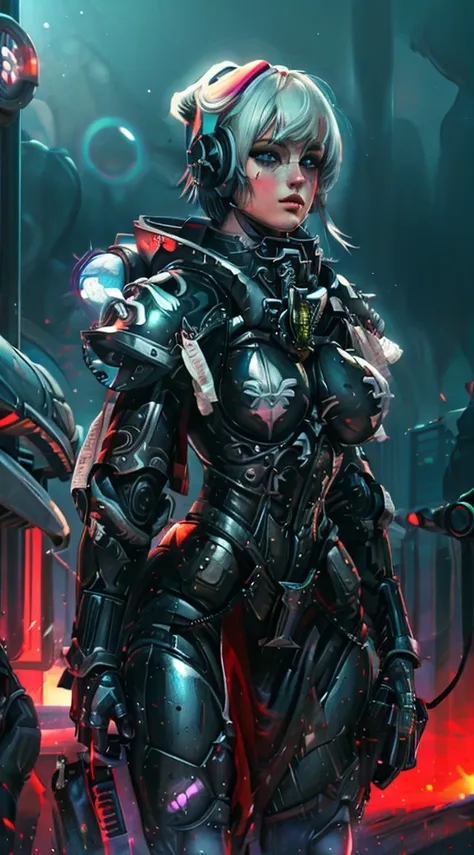 a robot girl adepta sororitas with a futuristic appearance and advanced technology, (ultra-detailed,realistic:1.37), [prostituta...