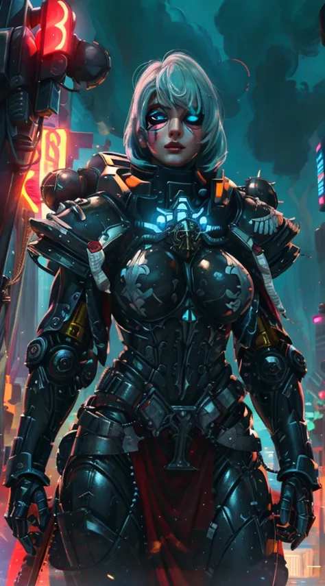 a robot girl adepta sororitas with a futuristic appearance and advanced technology, (ultra-detailed,realistic:1.37), [prostituta...