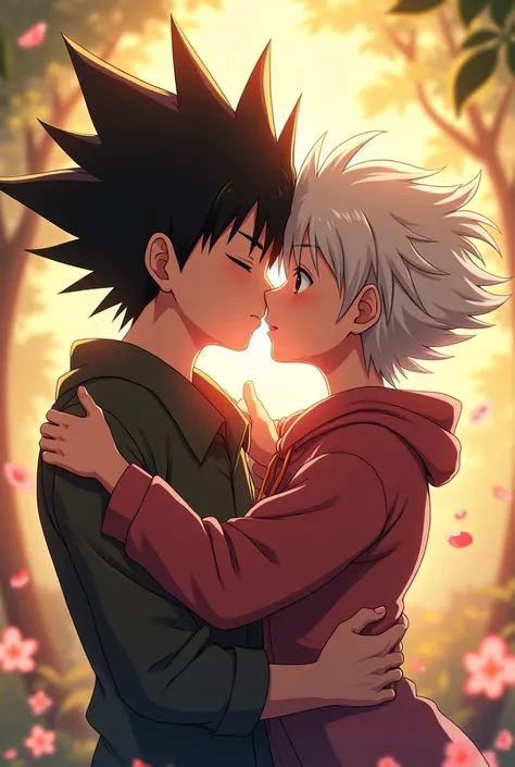 Gon and Killua kissing scene from Hunter x Hunter