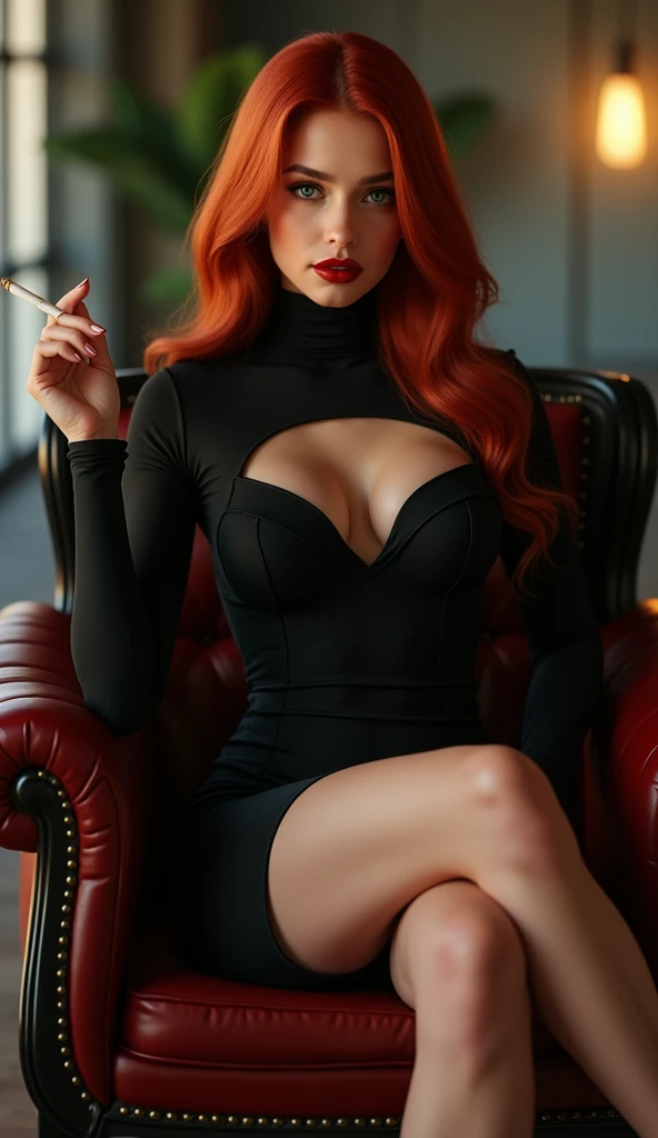 ultra realistic, photography, long red hair, girl, 24 years old, hourglass figure, perfect body, natural medium breasts, Flirty look, extremely detailed artgerm, in the style artgerm, facing the camera, lens 35 mm, blur background, masterpiece, super detai...