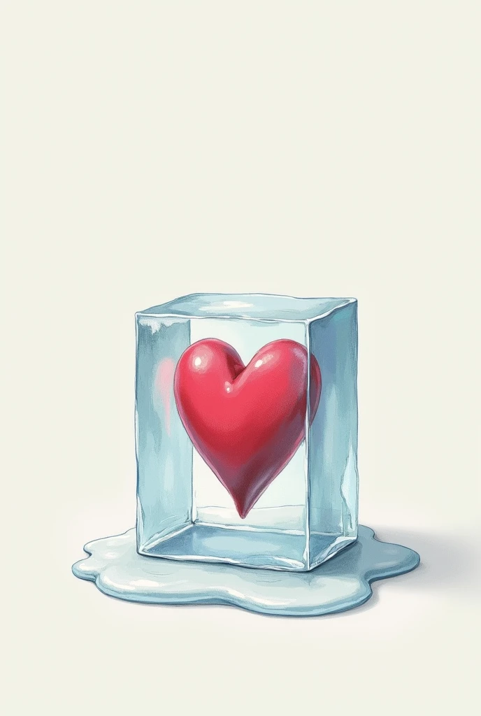 Drawing of a heart in a melting ice cube 