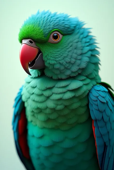  A close-up of a parrot with striking blue and green feathers, showcasing its detailed texture.