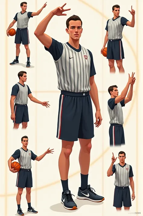 Draw the signals that basketball referees make and their fouls minimum 20.