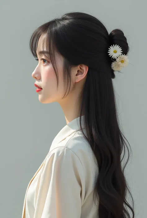 (Highest Resolution, clear_image) Highest quality, ((Asian Woman)), Korean Hair, masterpiece, Attention to detail,Looks real, Long Hair, Hair quality improvement hair, 20〜30th Generation, 2024 Summer Uniform,,Beauty,Shiny hair,Back view,Background gray,