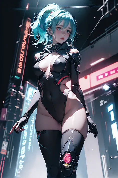 ((Highest quality)), ((masterpiece)), (detailed:1.4), (((Translucent with mechanical parts and transparent skin++Rainbow colored aurora material++、++Grey carbon material++Cyberpunk beauties))), ((Wide open chest)), Hip and thigh skin, Ticker (High Dynamic ...