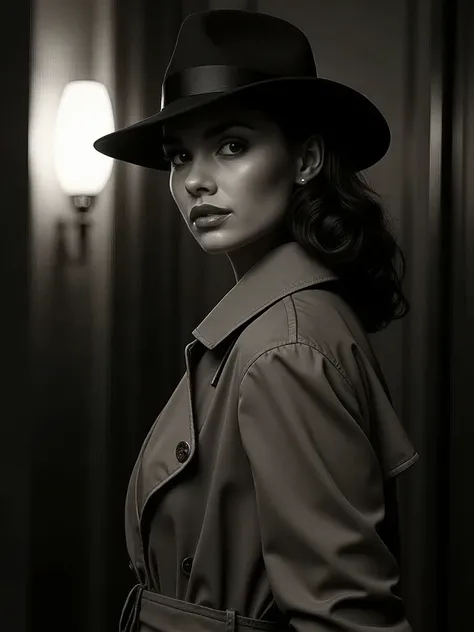 (Photorealistic.masterpiece. Uhd)an ultra hot gorgeous European woman.
She’s 23 years old. 
She’s an Instagram model.
(((She’s Dressed with a  a 1940 Film noir detective))). trench coat, fedora hat.
Suggestive pose.
BREAK
Perfect anatomy.
perfect hair.
per...