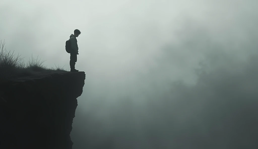 A 20 year old student committing suicide after getting trapped in the education trap. Background: Black in White and Blurred