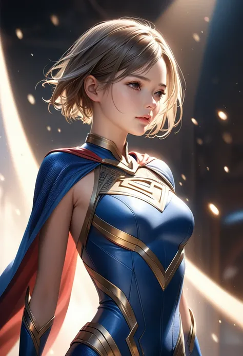 Highest quality, Realistic, photoRealistic, Award-winning illustrations, (Intricate details: 1.2), (Subtle details), (Intricate details), (Cinematic Light, Super sexy short hair super girl, Large, firm, swaying bust