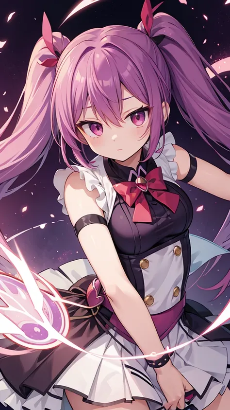 too much exposure,magical girl,purple hair red hair red eyes,twin tails,