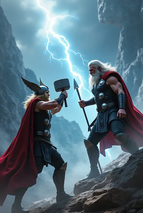 Thor fighting with old thor 