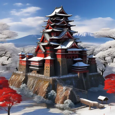 use computer parts and ic chips to build hirosaki castle in japan，dieselpunkai computer , practical, masterpiece, detailed, hot,...