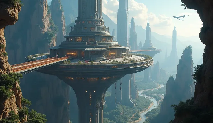 A future space city orbiting around the Earth, overlooking the planet below. The architectural style combines Gothic architecture with technology, wild sci-fi complex architectural details, space, Chongqing architectural features, and Shanghai architecture