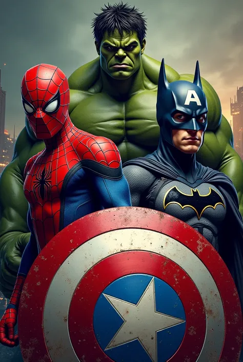 a border incorporating spiderman, the hulk, captain america and batman