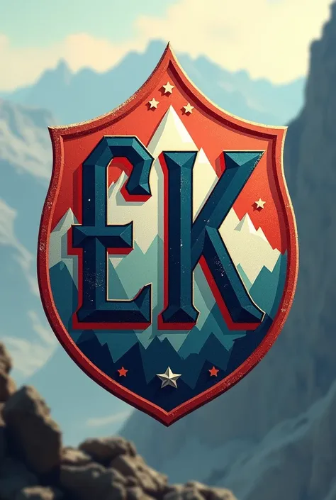 Logo with initials £K in geographic style with patriotic accents