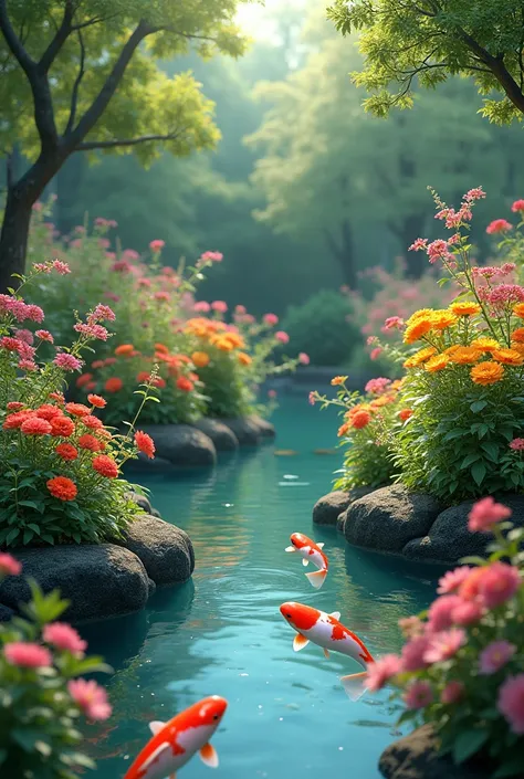 Garden, plant, flower bloom, koi pond, actual picture