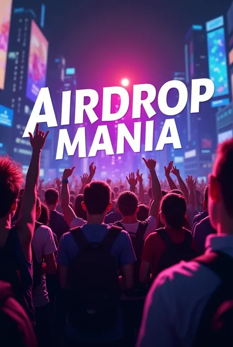 A HD quality Photo in which There is written "Airdrop Mania" And its has people
 Around him supporting and Crypto is advertising 
