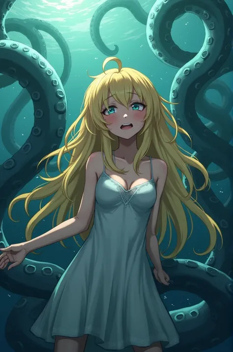 Anime blonde gets raped by tentacles and cries