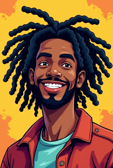 A pop illustration of a black man with dreadlocks that won&#39;t scare even elementary school students