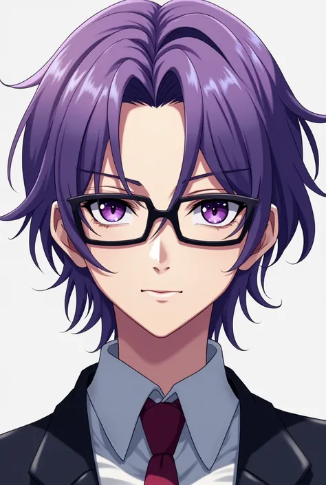 Anime Eyewear Purple Hair Male Front View