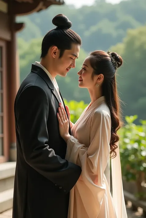 BREAK raw picture , Realistic Photography , handsome men outfit , beautiful female long dress,   romance holding hand, korean