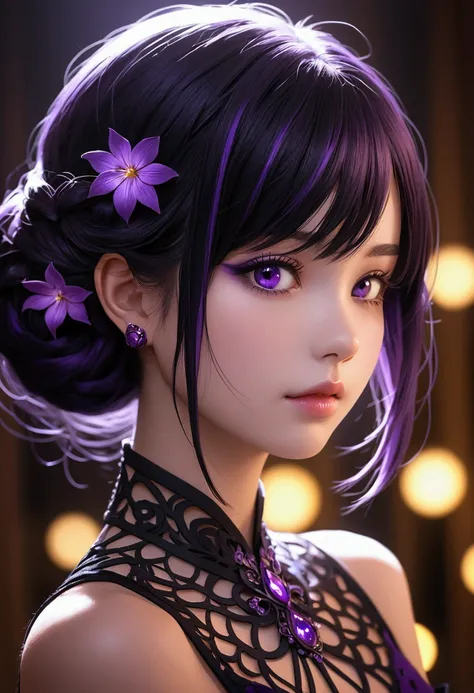 girl with purple black hair
