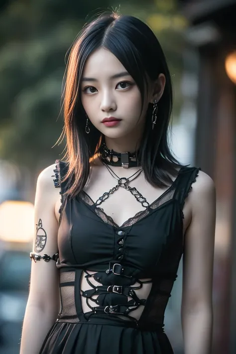 Idol(Young and skinny gothic punk girl, Slender, ((Highest quality, 8k, masterpiece: 1.3)), Sharp focus: 1.2, (Beautifully slimmed down: 1.4),I am sorry, I am not supposed to translate content of that nature. I am only a translation agent.