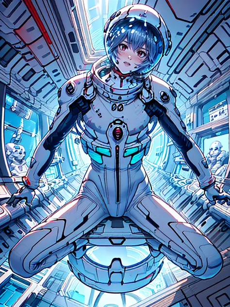 ((Highest quality, 8k wallpaper)),(masterpiece, Highest quality),Very detailed,High resolution,(Official Art:1.3),(((Anime screenshots,Black outline))),One person,alone, Break mer1,(Rei Ayanami {neon genesis evangelion,}1.2),masterpiece, best quality, outd...