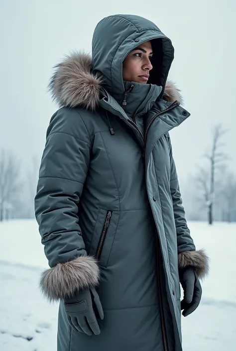 jacket, Hooded hat, and accessories made from Arctic fox fur are carefully crafted to protect against cold weather. These items are both practical and represent a connection to the national symbol, creates a sleek and powerful look.